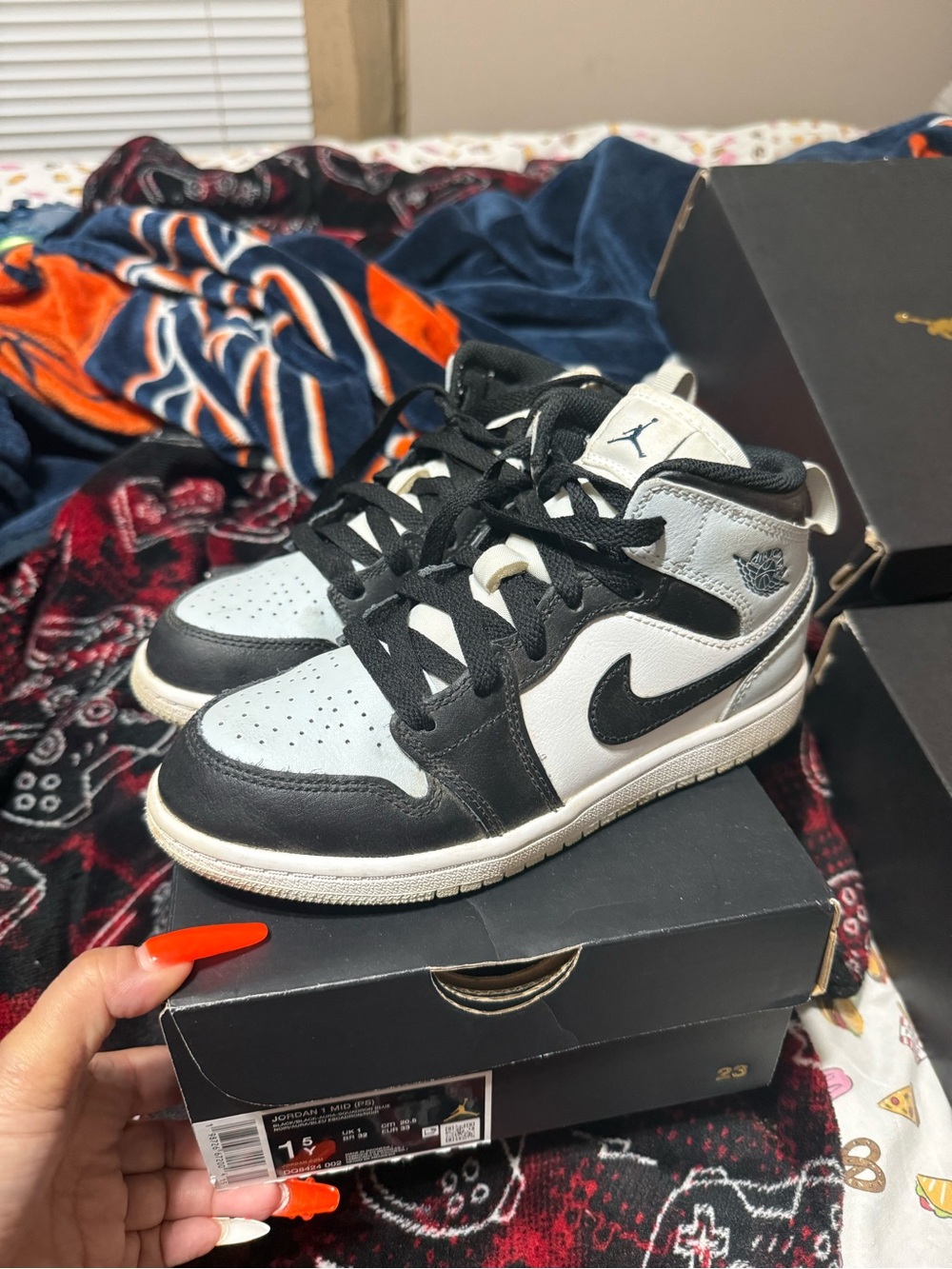 Nike Air Jordan 1 Mid Kids' Black & White Sneakers